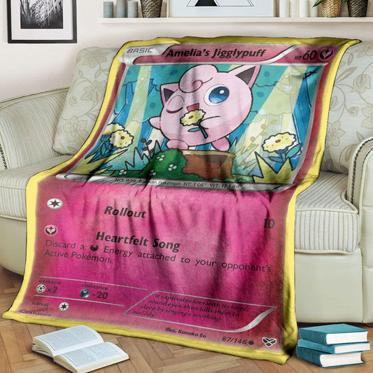 Anime Pkm Amelias Jigglypuff First Edition Custom Soft Blanket / S/(43X55)