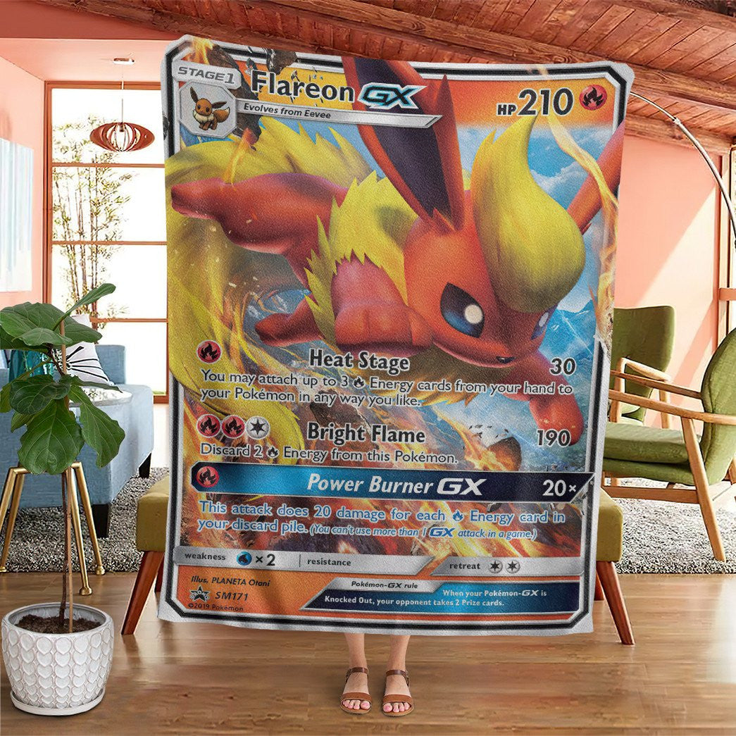 Anime Pkm Flareon-Gx Sun & Moon Promos Custom Soft Blanket