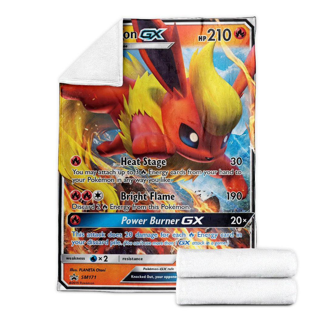 Anime Pkm Flareon-Gx Sun & Moon Promos Custom Soft Blanket