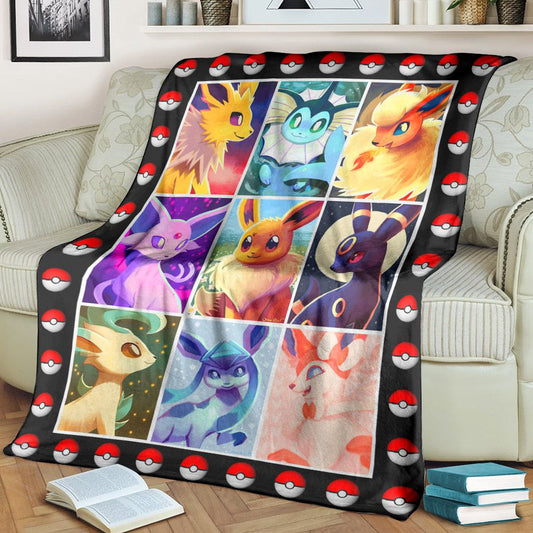 Anime Pkm Eevee Evolution Custom Soft Blanket / S/(43X55)