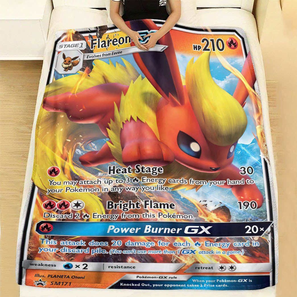 Anime Pkm Flareon-Gx Sun & Moon Promos Custom Soft Blanket