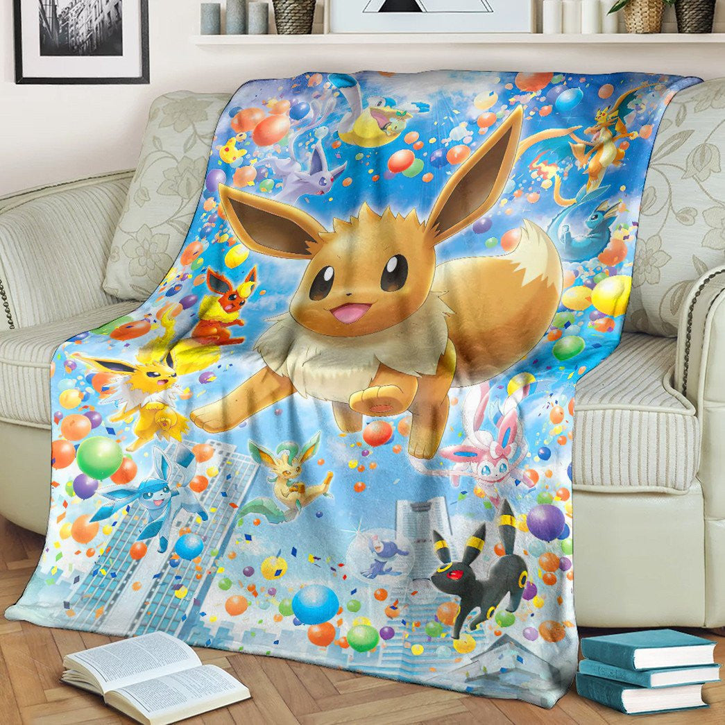 Anime Pkm Eevee Evolution Custom Soft Blanket / S/(43X55)