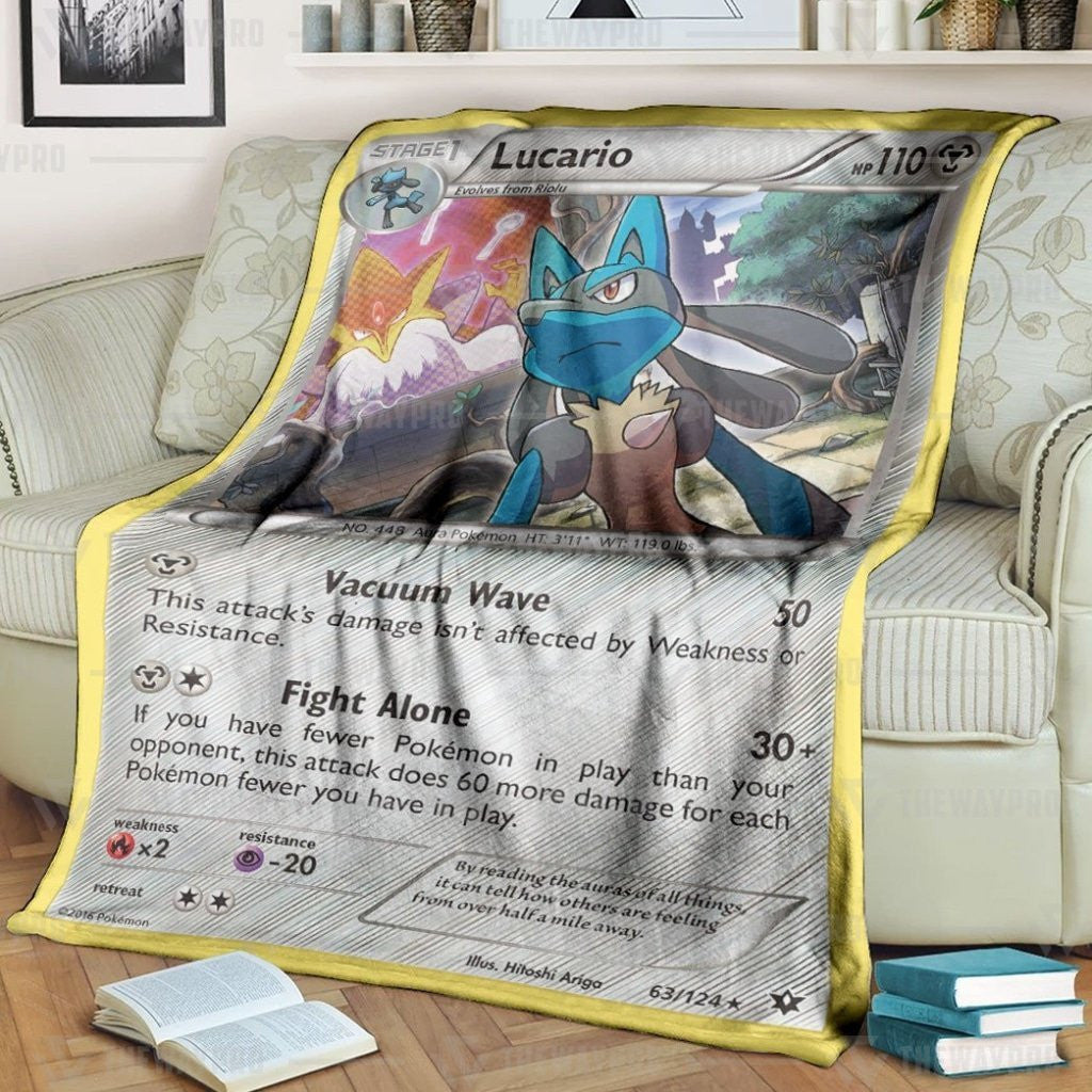 Anime Pkm Lucario Xy Fates Collide Custom Soft Blanket