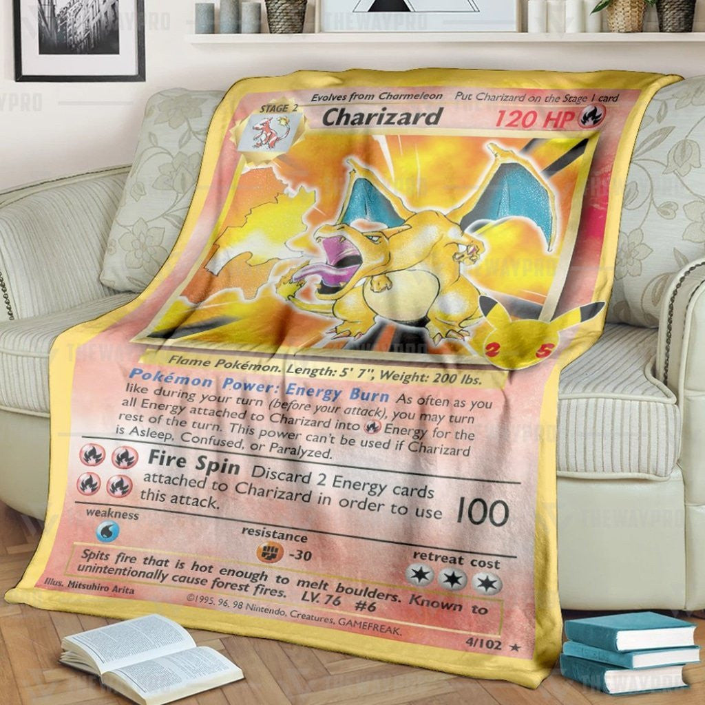 Anime Pkm Pokemon Charizard Celebrations Custom Soft Blanket / S/(43X55)