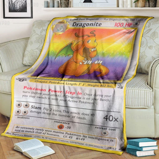 Anime Pkm Dragonite 1St Edition Custom Soft Blanket / S/(43X55)