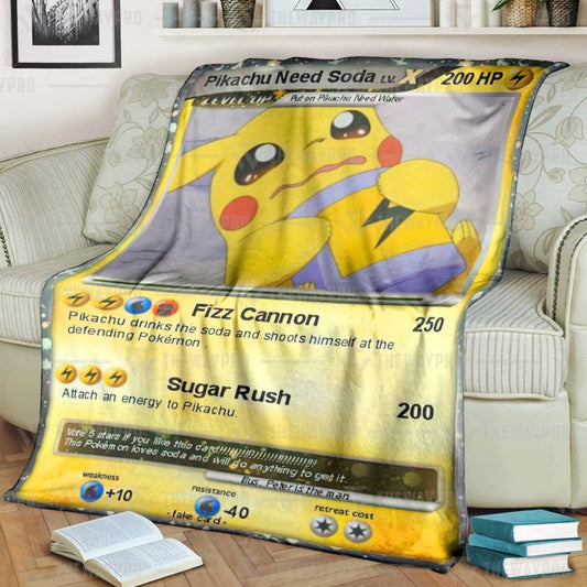 Anime Pkm Pikachu Need Soda Custom Soft Blanket / S/(43X55)