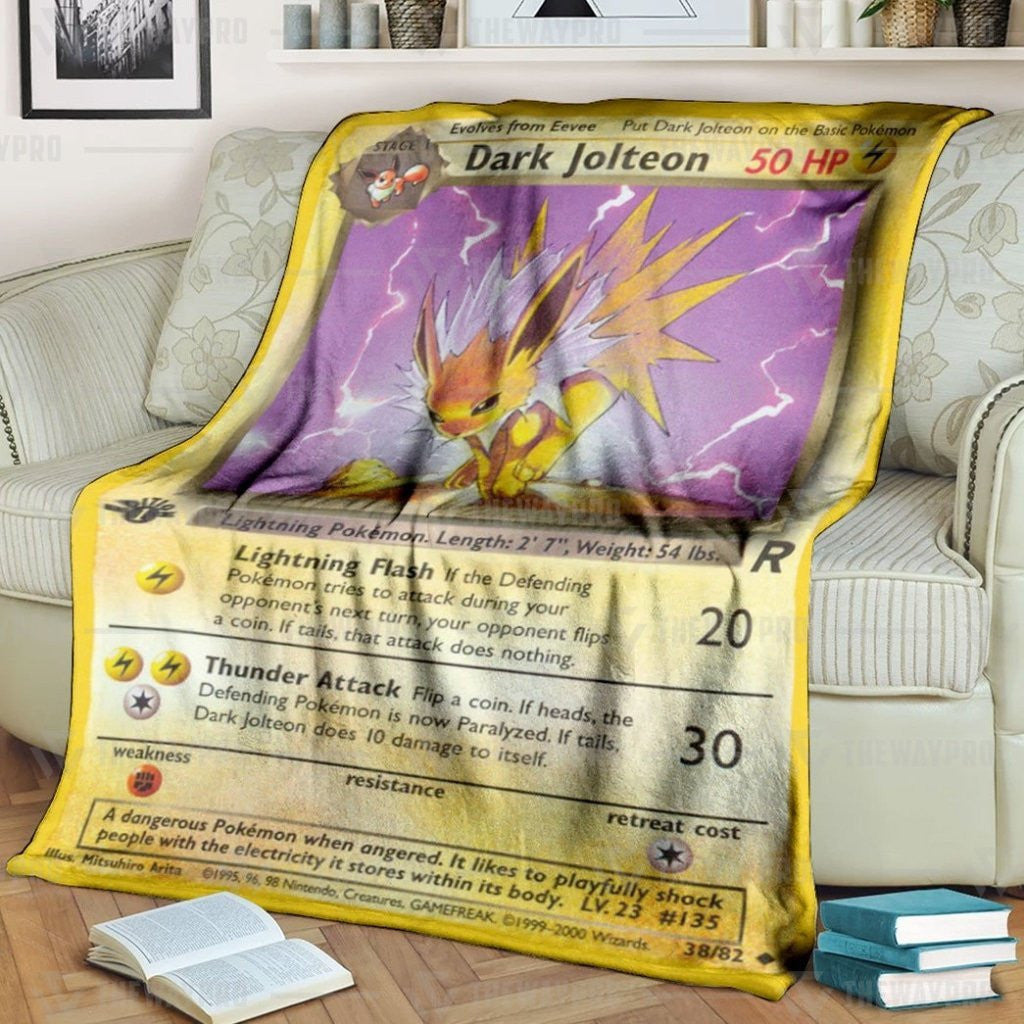 Anime Pkm Dark Jolteon 1St Edition Custom Soft Blanket