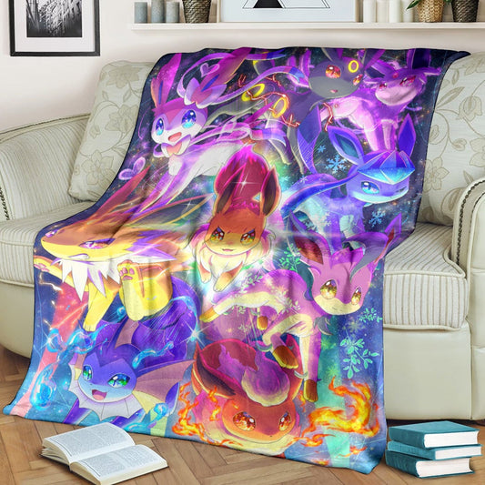 Anime Pkm Eevee Evolution Custom Soft Blanket / S/(43X55)