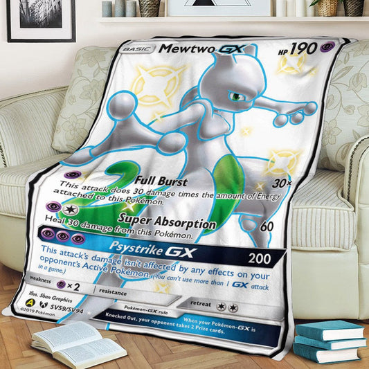 Anime Pkm Mewtwo Shining Legends Custom Soft Blanket