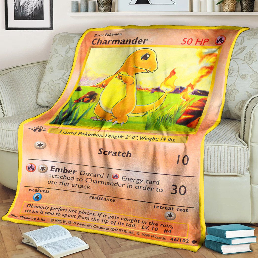 Anime Charmander Base Set Custom Soft Blanket