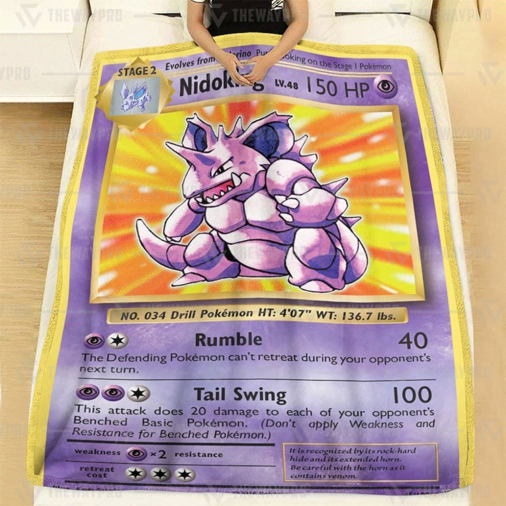 Anime Pkm Nidoking Evolutions Custom Soft Blanket