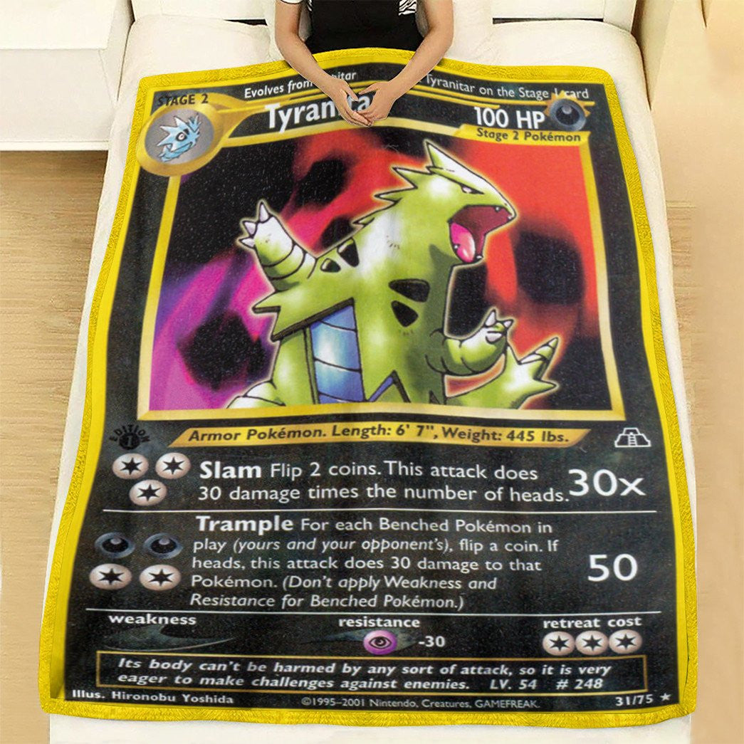 Anime Pkm Tyranitar Neo Discovery Custom Soft Blanket