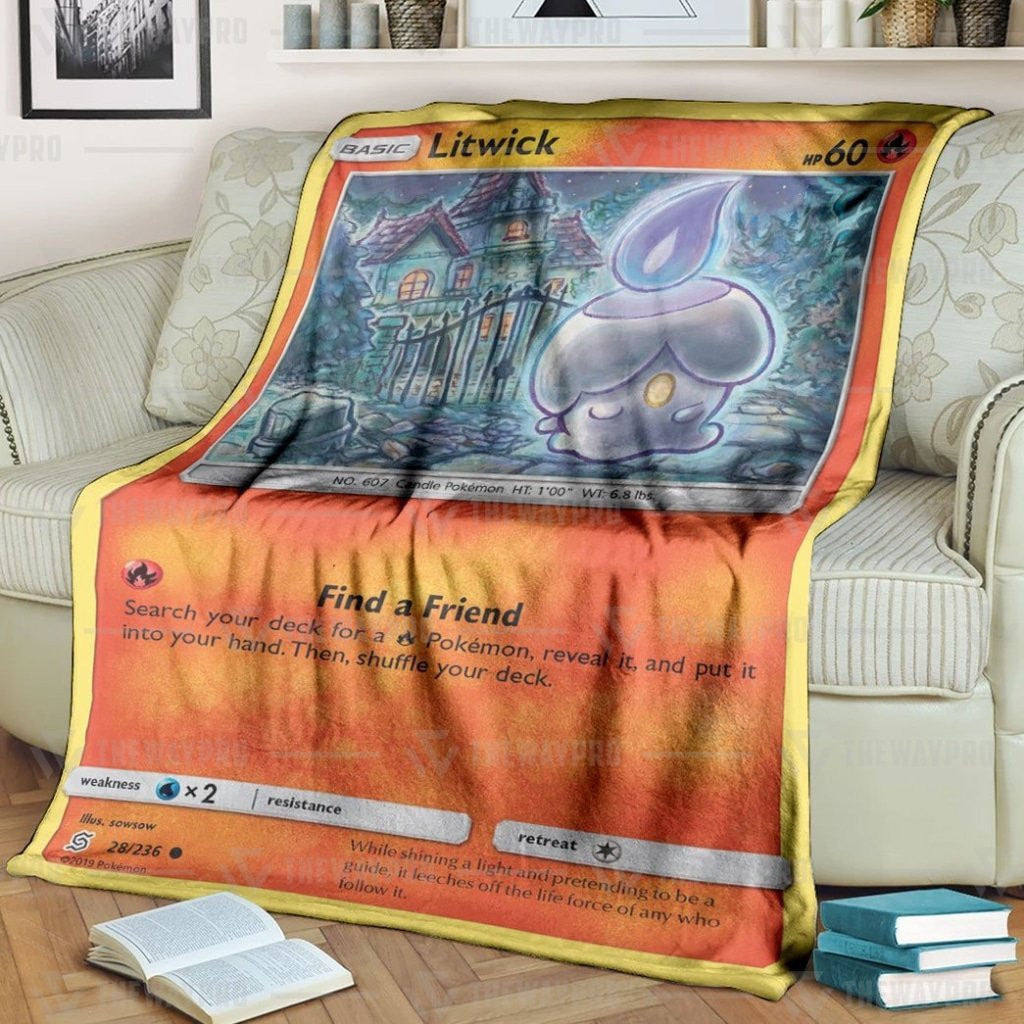 Anime Pkm Litwick Unified Minds Custom Soft Blanket / S/(43X55)