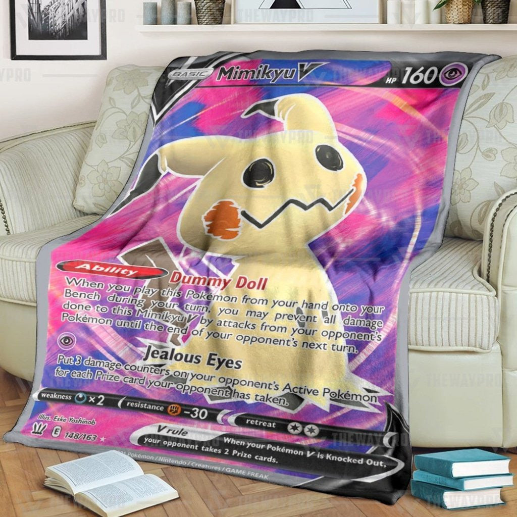 Anime Pkm Mimikyu V Battle Styles Custom Soft Blanket / S/(43X55)