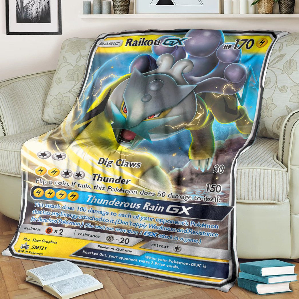 Anime Pkm Raikou Gx Sun & Moon Promos Custom Soft Blanket / S/(43X55)