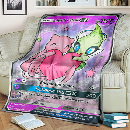 Anime Pkm Love Mew & Celebi Gx! Custom Soft Blanket / S/(43X55)