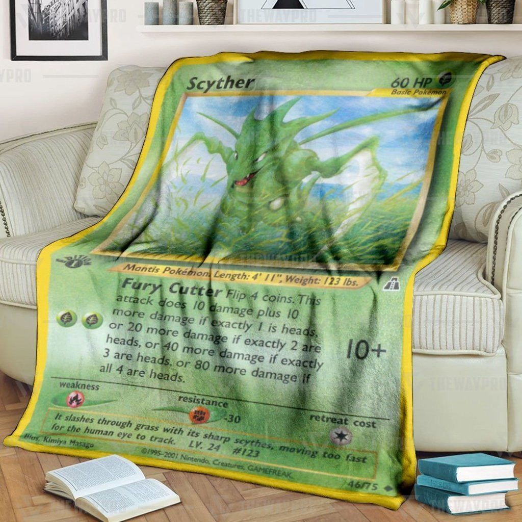 Anime Pkm Scyther 1St Edition Custom Soft Blanket