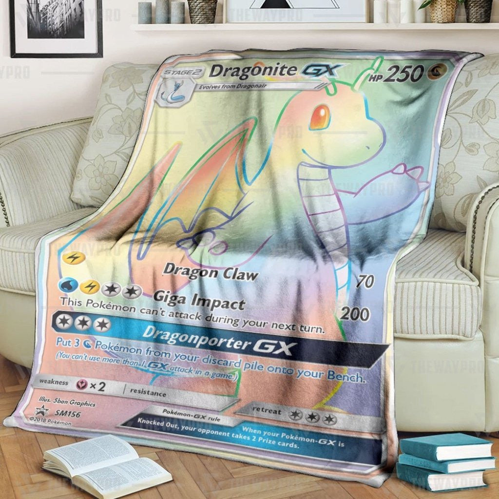 Anime Pkm Dragonite Gx Dragonporter Rainbow Custom Soft Blanket / S/(43X55)