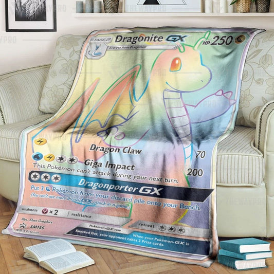 Anime Pkm Dragonite Gx Dragonporter Rainbow Custom Soft Blanket / S/(43X55)