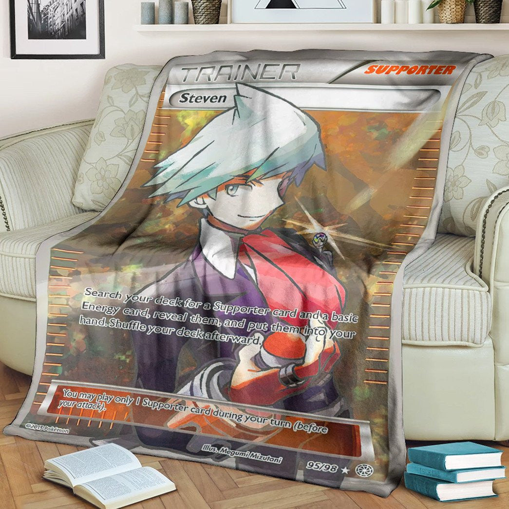 Anime Pkm Steven Trainer Custom Soft Blanket / S/(43X55)