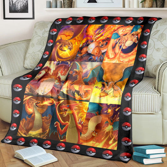 Anime Pkm Charizard Poke Ball Custom Soft Blanket / S/(43X55)