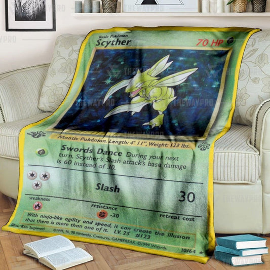 Anime Pkm Scyther Holo 1St Edition Custom Soft Blanket