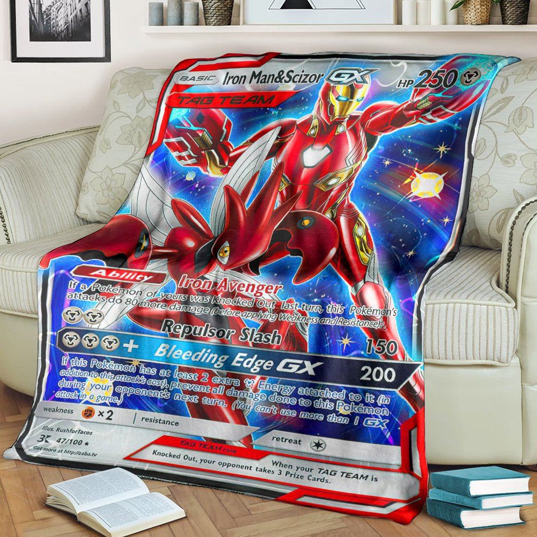 Anime Pkm Im & Scizor Tag Team Custom Soft Blanket / S/(43X55)