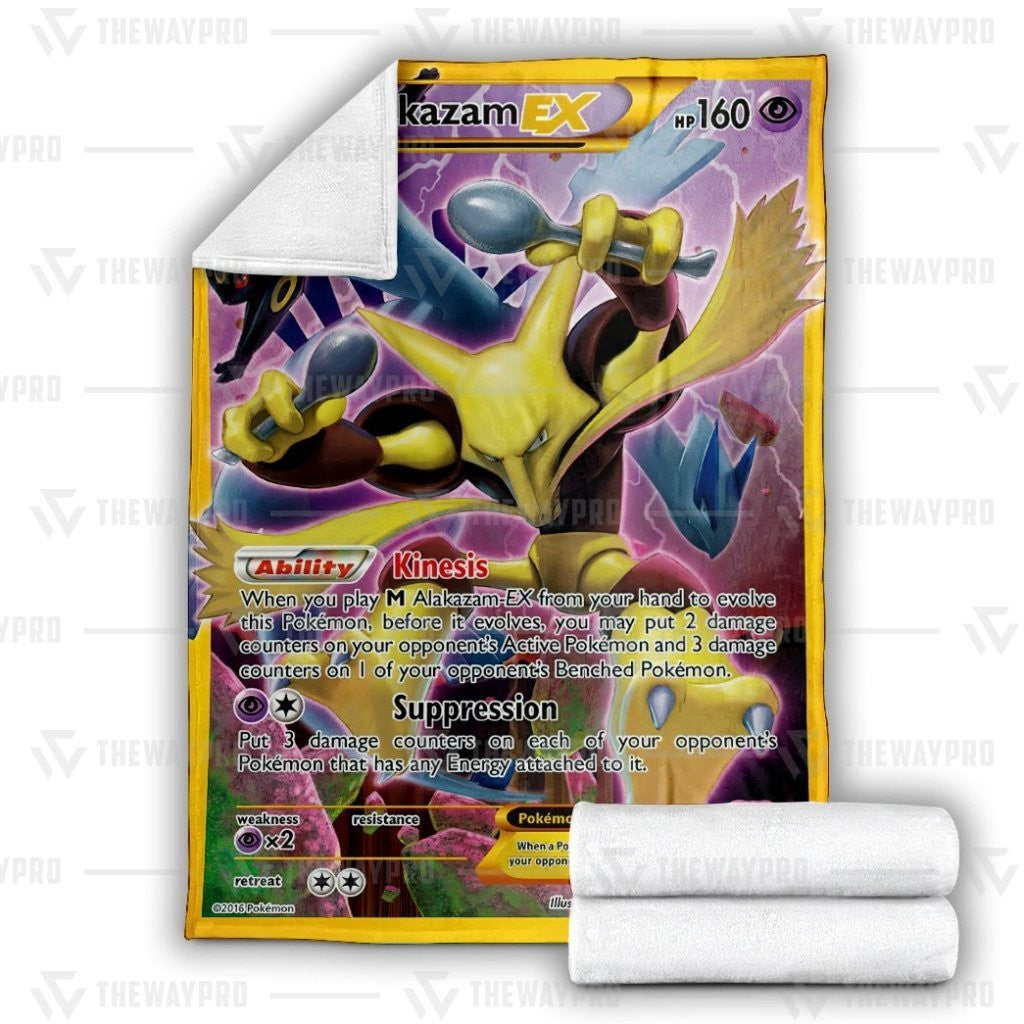 Anime Pkm Alakazam Ex Custom Soft Blanket