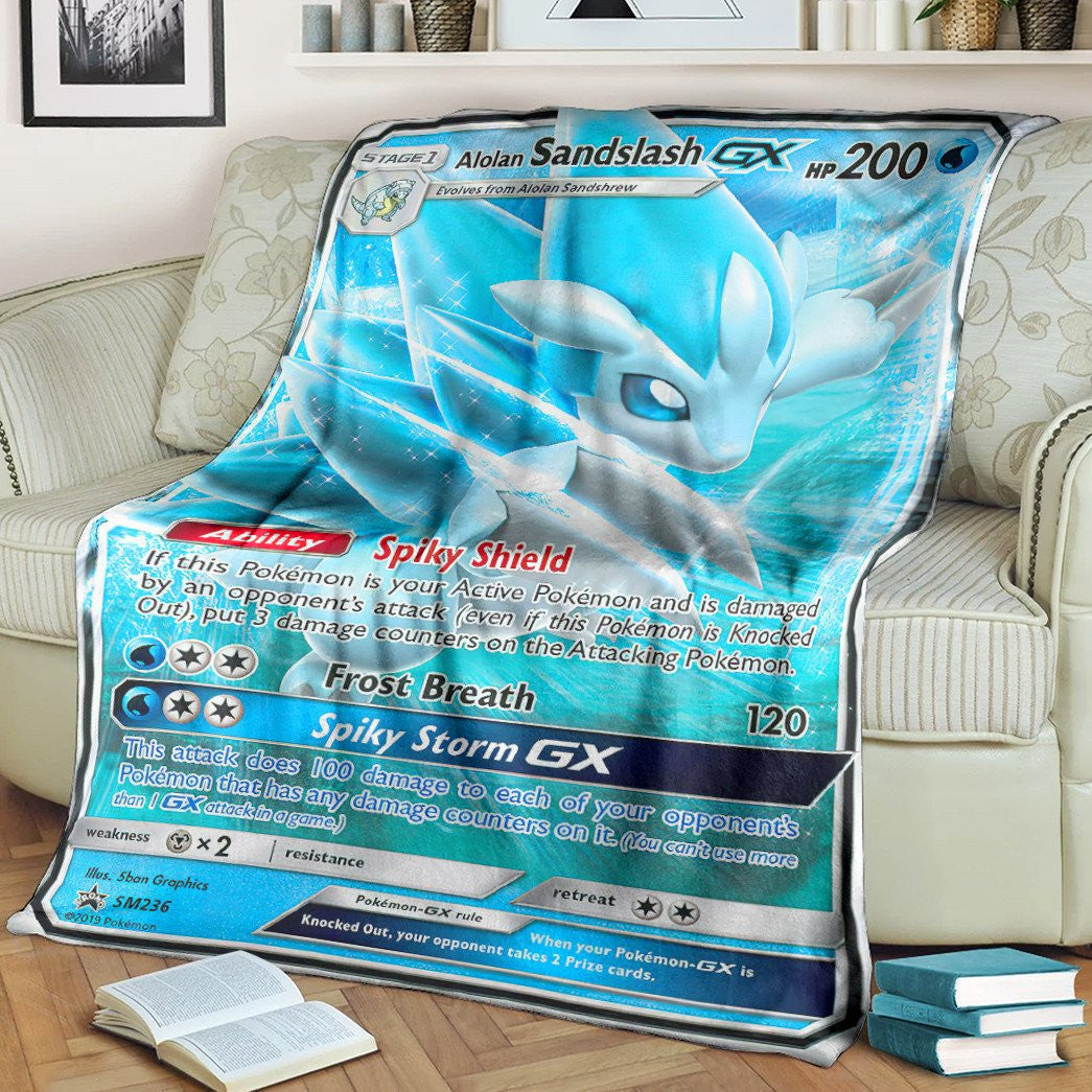 Anime Pkm Alolan Sandslash-Gx Sun & Moon Promos Custom Soft Blanket / S/(43X55)