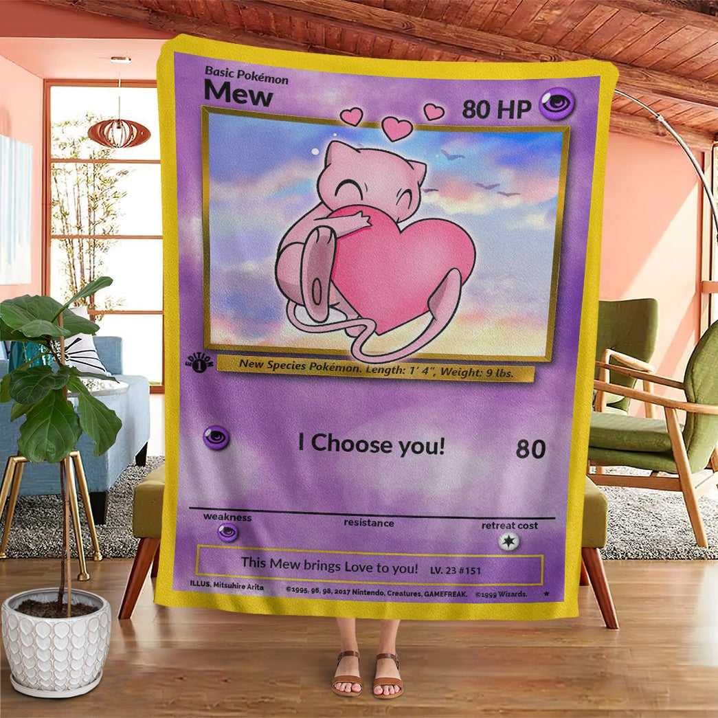 Anime Pkm Mew I Choose You Custom Soft Blanket