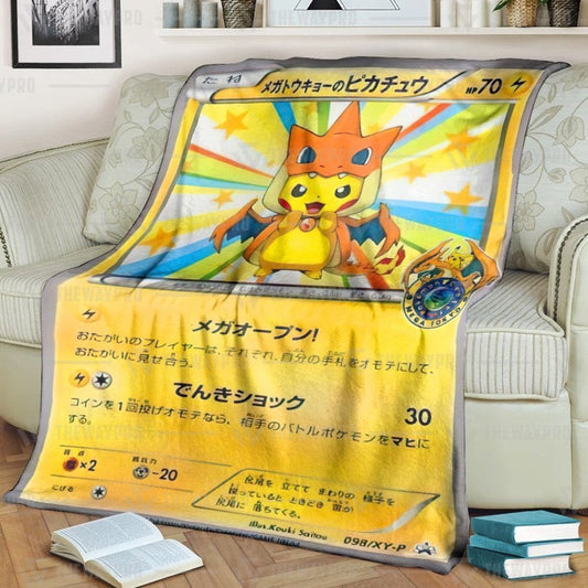 Anime Pkm Mega Toky Pikachu Custom Soft Blanket / S/(43X55)