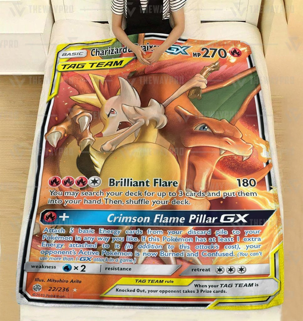 Anime Pkm Charizard Braixen Gx Cosmic Eclipse Custom Soft Blanket