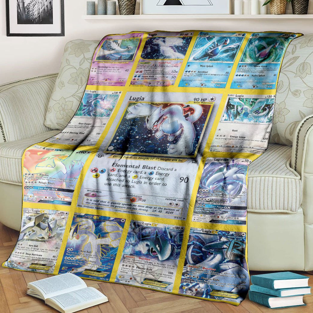 Anime Pkm Lugia Cards Version 2 Custom Soft Blanket / S/(43X55)