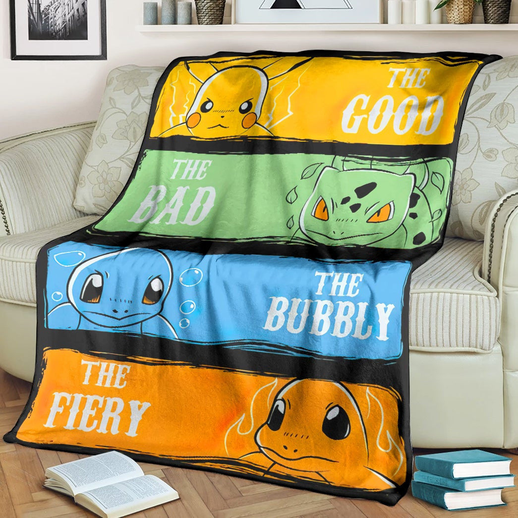 Anime Pkm The Good Bad Bubbly Fiery Custom Soft Blanket / S/(43X55)