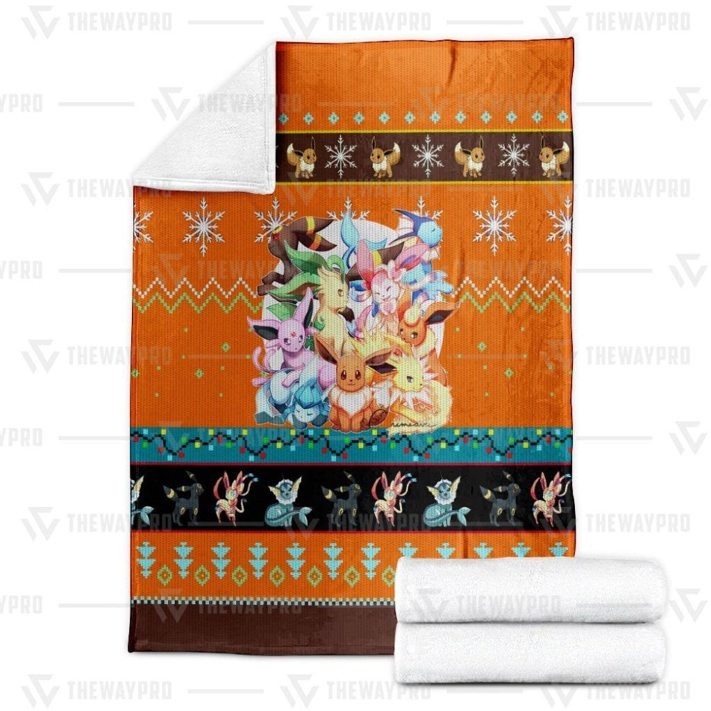 Anime Pkm Eevee And Eeveelutions Custom Soft Blanket