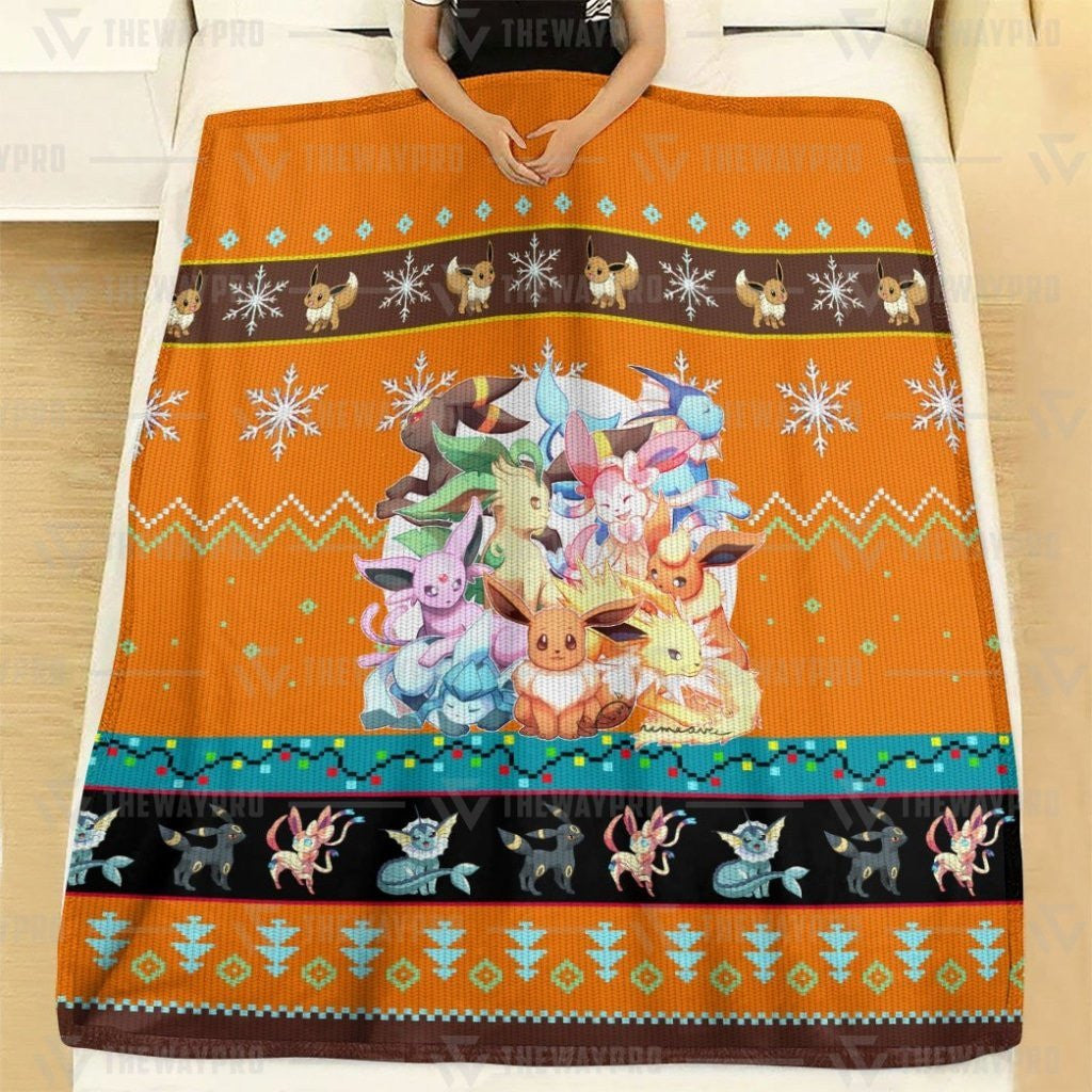 Anime Pkm Eevee And Eeveelutions Custom Soft Blanket