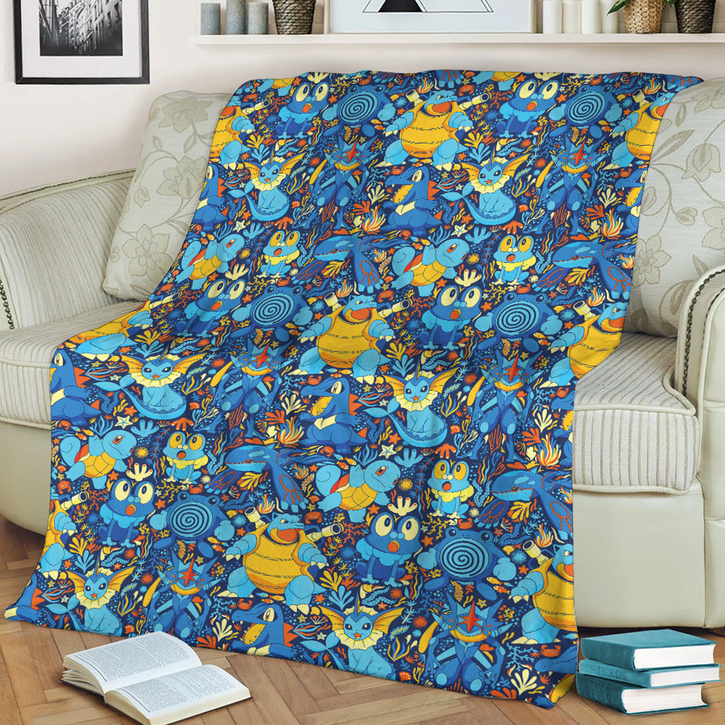 Anime Pkm Water Seamless Pattern Custom Soft Blanket / S/(43X55) XO0704229