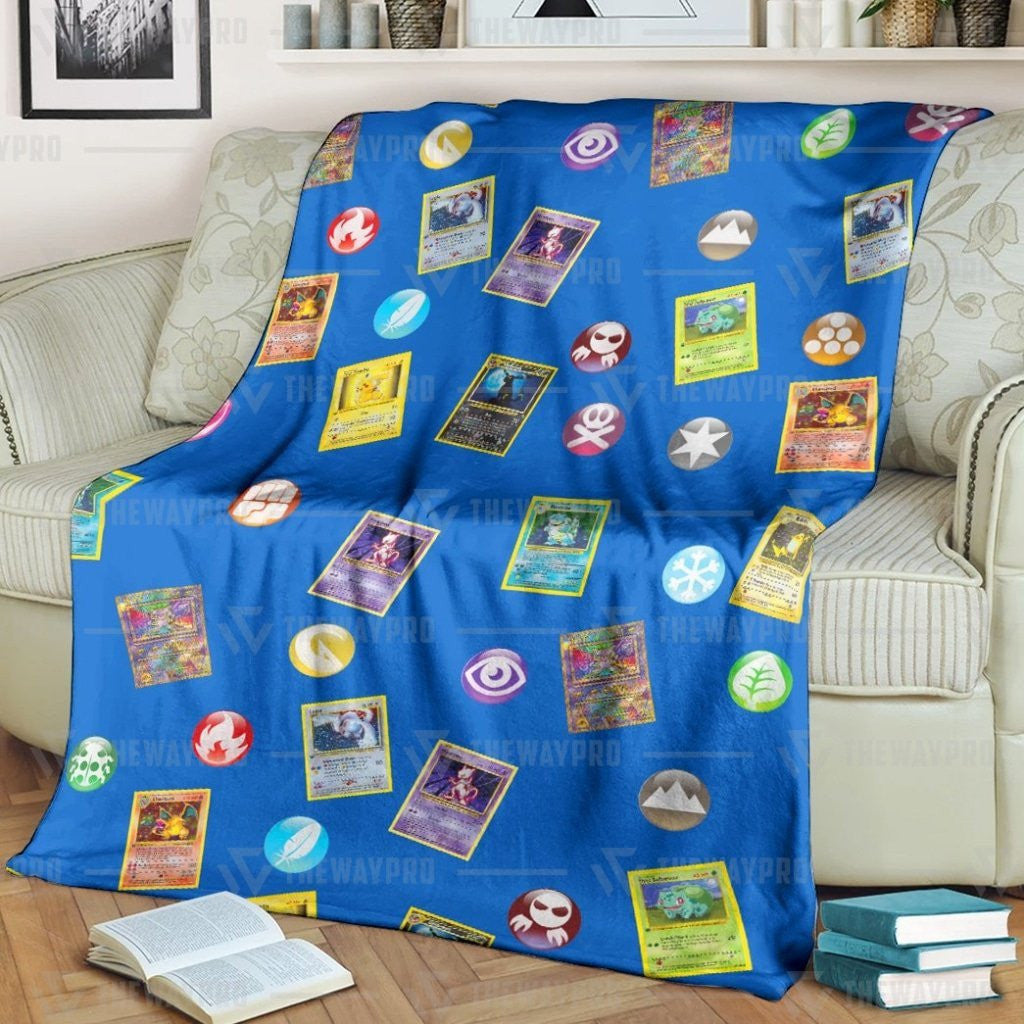 Anime Pkm Cards And Elements Custom Soft Blanket / S/(43X55)