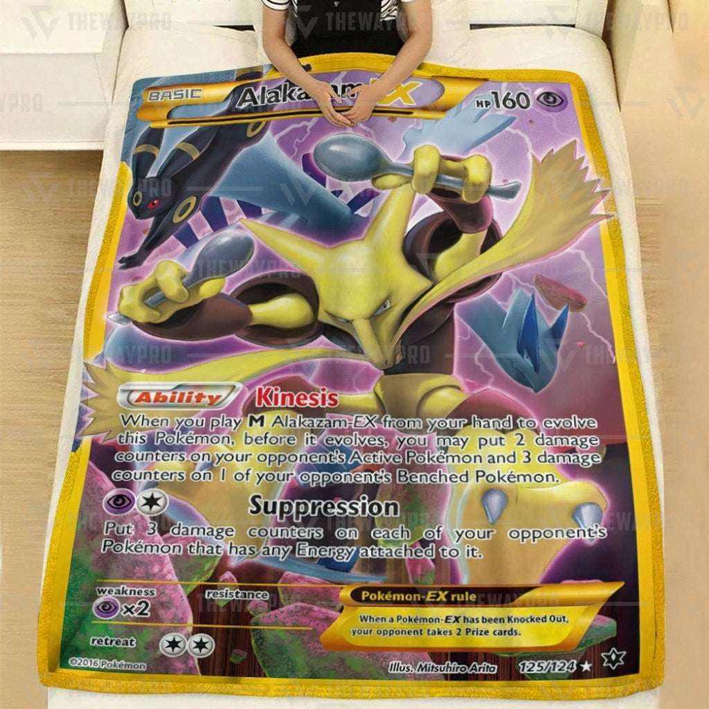 Anime Pkm Alakazam Ex Custom Soft Blanket