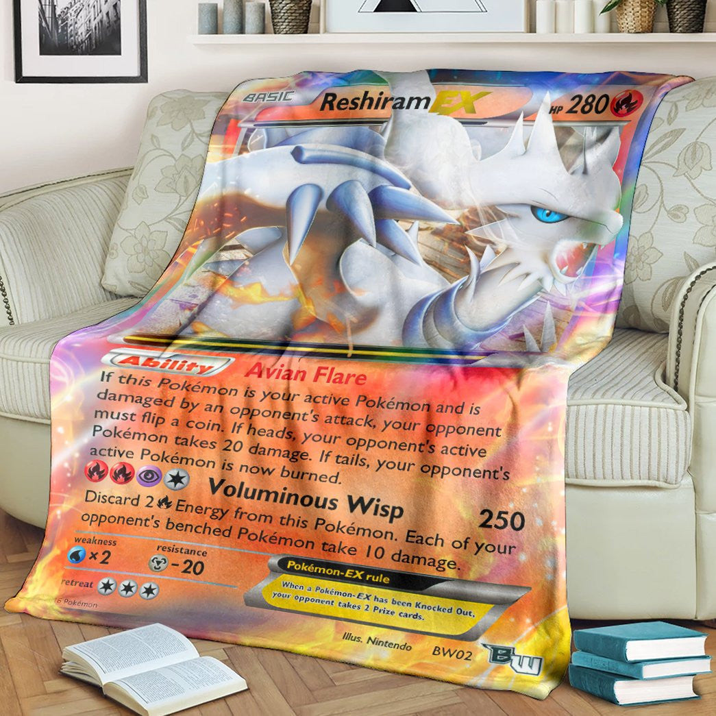 Anime Pkm Reshiram Ex Custom Pokemon Soft Blanket / S/(43X55)