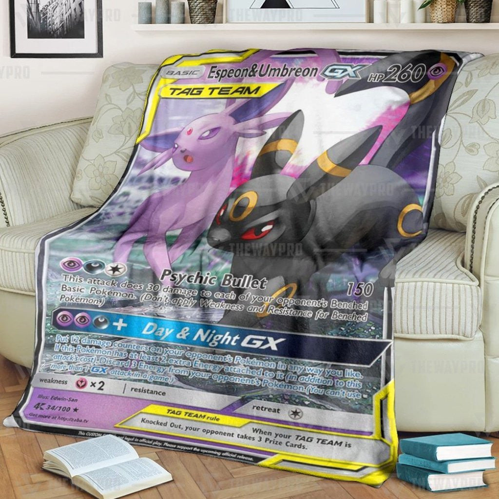 Anime Pkm Espeon & Umbreon Gx Custom Soft Blanket / S/(43X55)