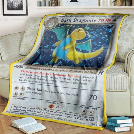 Anime Pkm Dark Dragonite 1St Edition Custom Soft Blanket / S/(43X55)