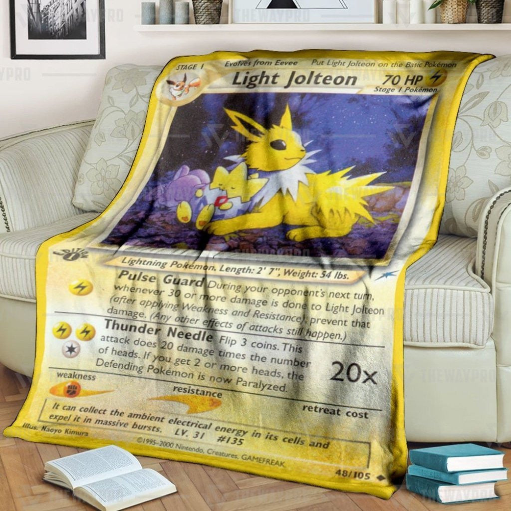 Anime Pkm Light Jolteon 1St Edition Custom Soft Blanket