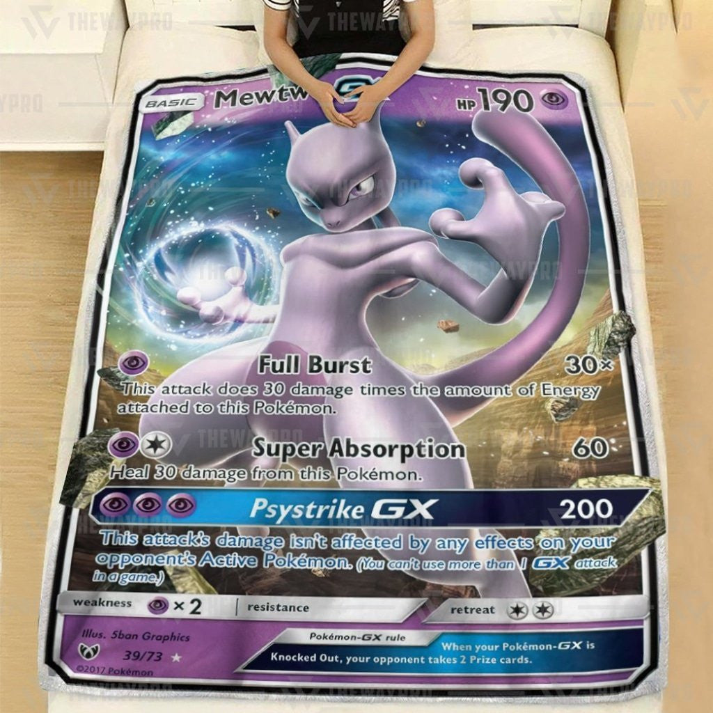 Anime Pkm Mewtwo-Gx Custom Soft Blanket