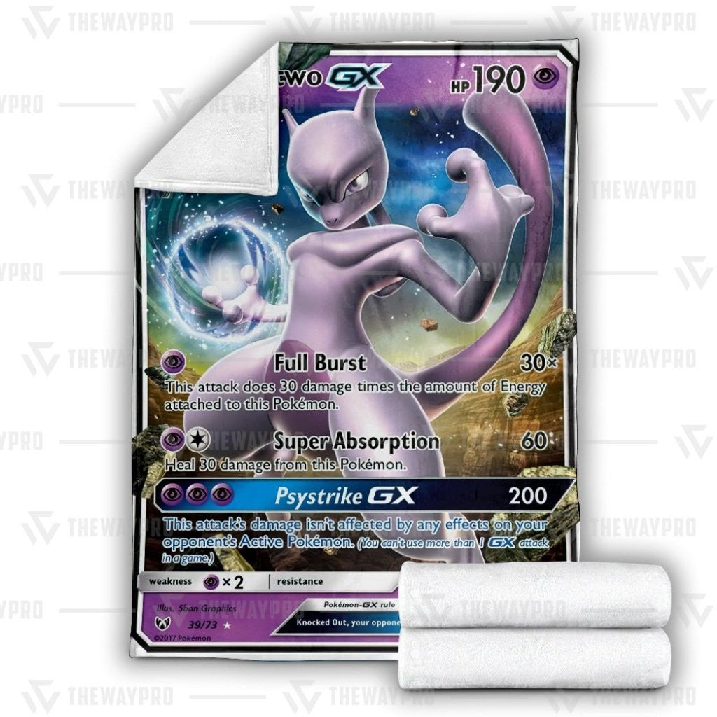 Anime Pkm Mewtwo-Gx Custom Soft Blanket