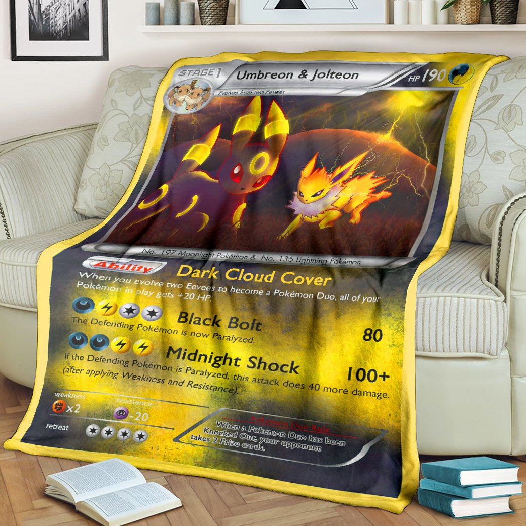 Anime Pkm Umbreon And Jolteon Duo Card Custom Soft Blanket / S/(43X55)