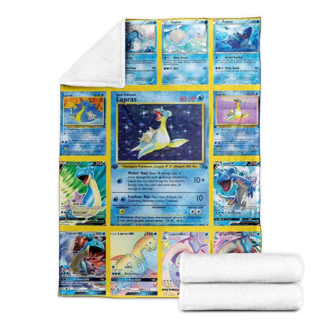 Anime Pkm Lapras Cards Version 2 Custom Soft Blanket