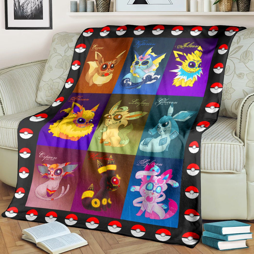 Anime Pkm Sugar Skull Eevee Evolution Custom Soft Blanket / S/(43X55)