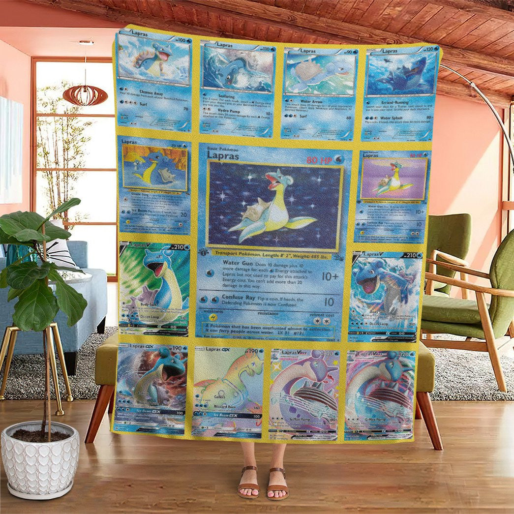 Anime Pkm Lapras Cards Version 2 Custom Soft Blanket