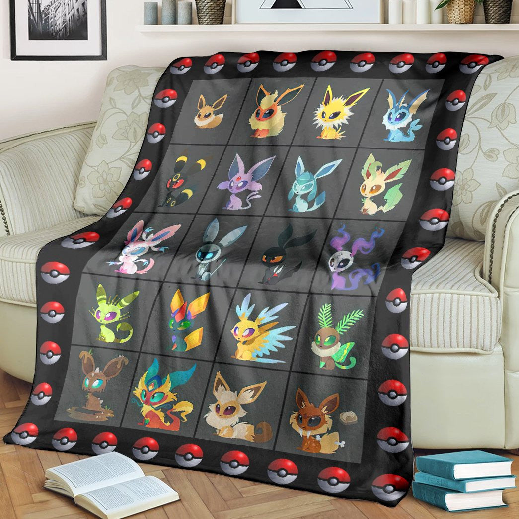 Anime Pkm Eevee Evolution Form Custom Soft Blanket / S/(43X55)